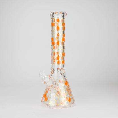 14" Beehive Design 7mm Thick Heavy Duty Glass Beaker Bong