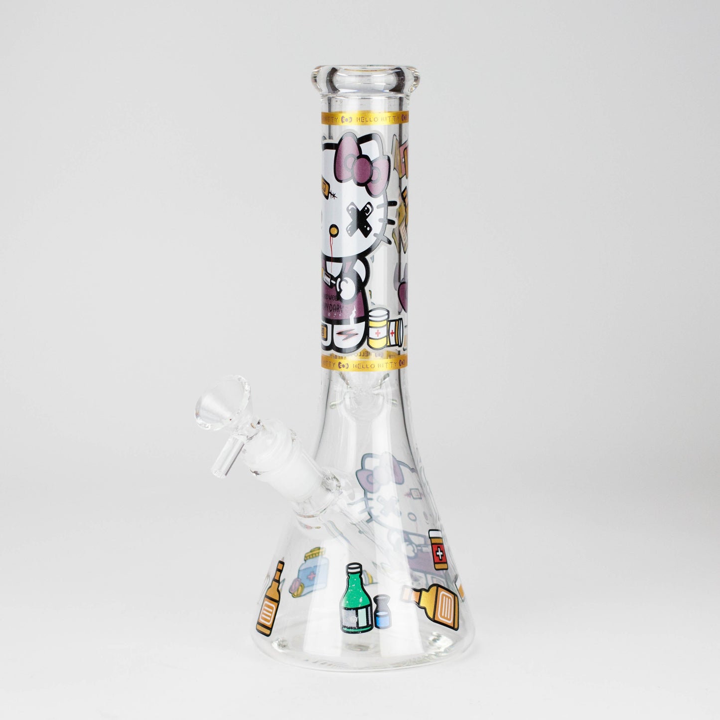 10" Wild Kitty Design Glass Beaker Bong
