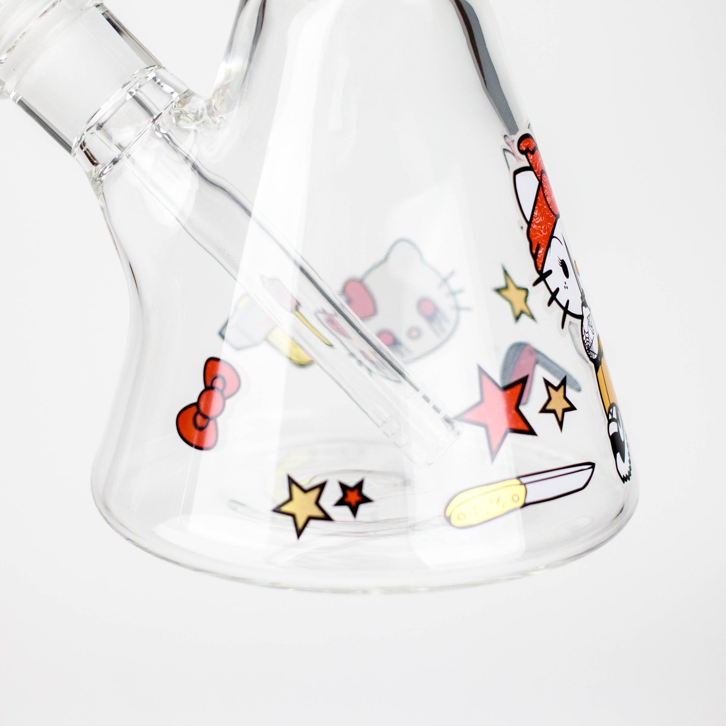 14" Wild Kitty Design 7mm Thick Heavy Duty Glass Beaker Bong - Glow in the Dark