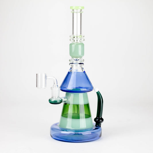 11" 2-in-1 Modern Art Glass Rig with Perc, Heavy Base, Banger & Bowl