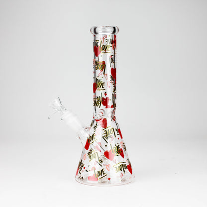 10" Love Design Glass Beaker Bong