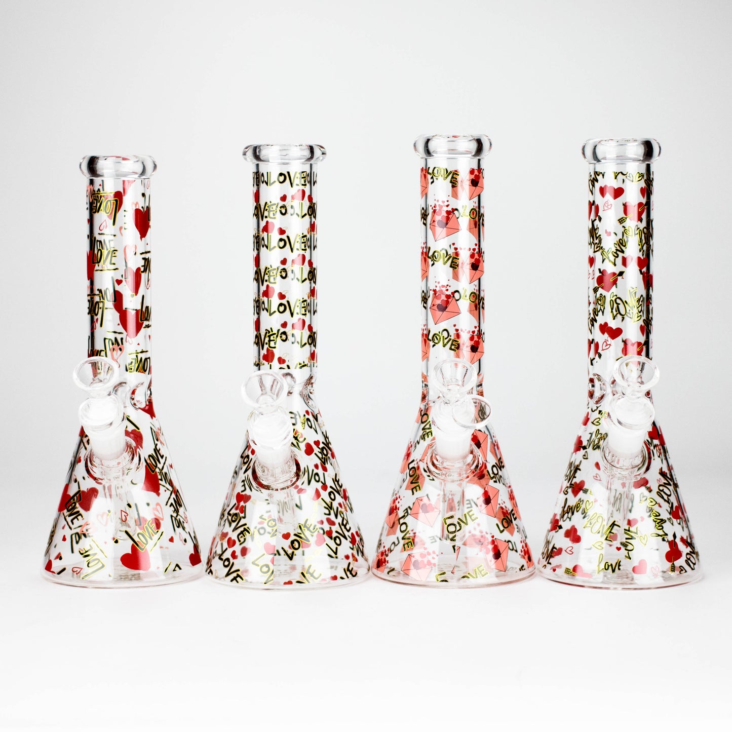 10" Love Design Glass Beaker Bong