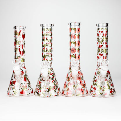 10" Love Design Glass Beaker Bong