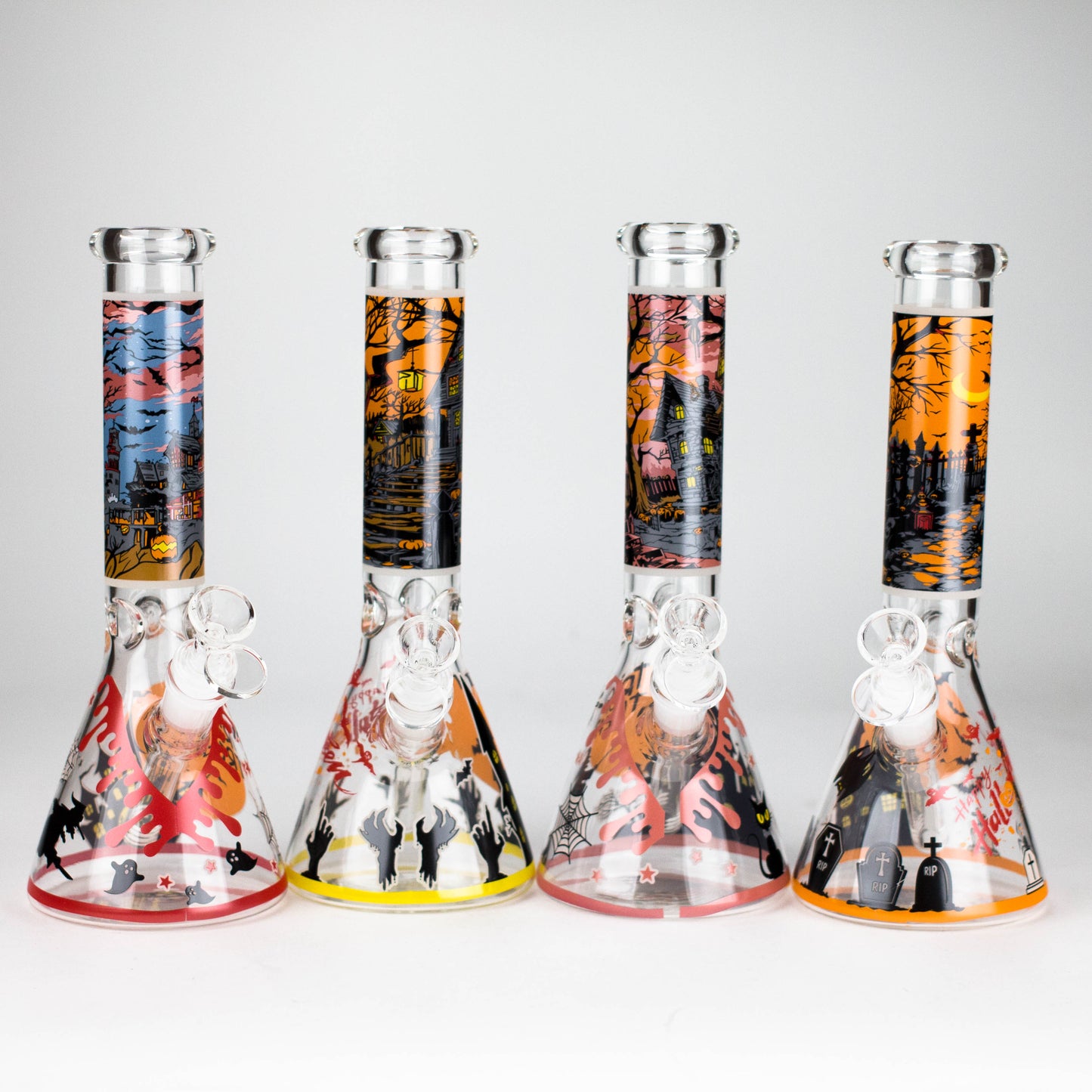 10" Halloween Design Glass Beaker Bong-Glow in the dark