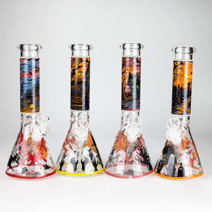 10" Halloween Design Glass Beaker Bong-Glow in the dark