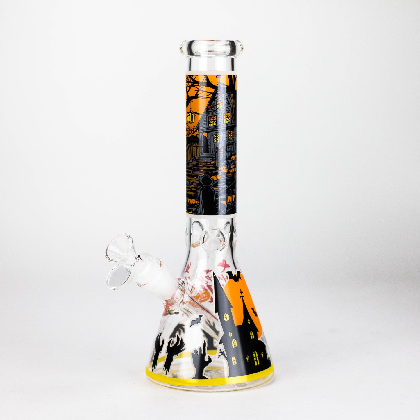10" Halloween Design Glass Beaker Bong-Glow in the dark