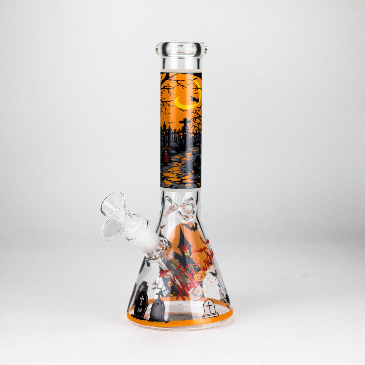 10" Halloween Design Glass Beaker Bong-Glow in the dark