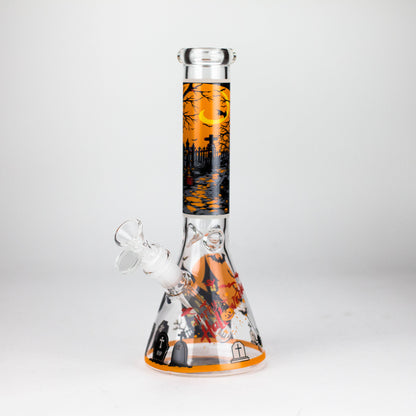 10" Halloween Design Glass Beaker Bong-Glow in the dark