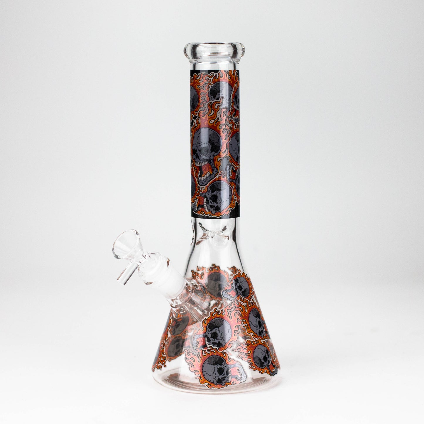 10" Furious Skull  Design Glass Beaker Bong-Glow in the dark