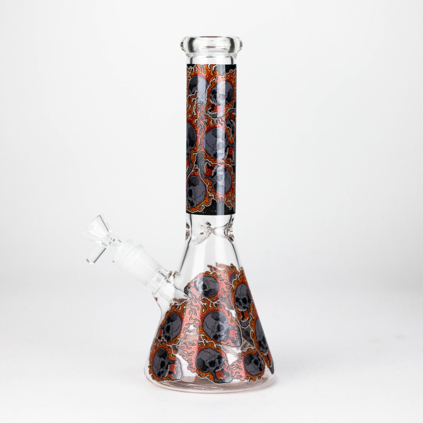 10" Furious Skull  Design Glass Beaker Bong-Glow in the dark