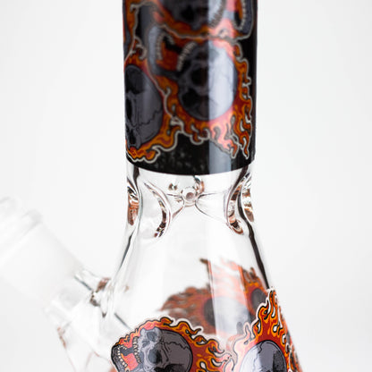 10" Furious Skull  Design Glass Beaker Bong-Glow in the dark