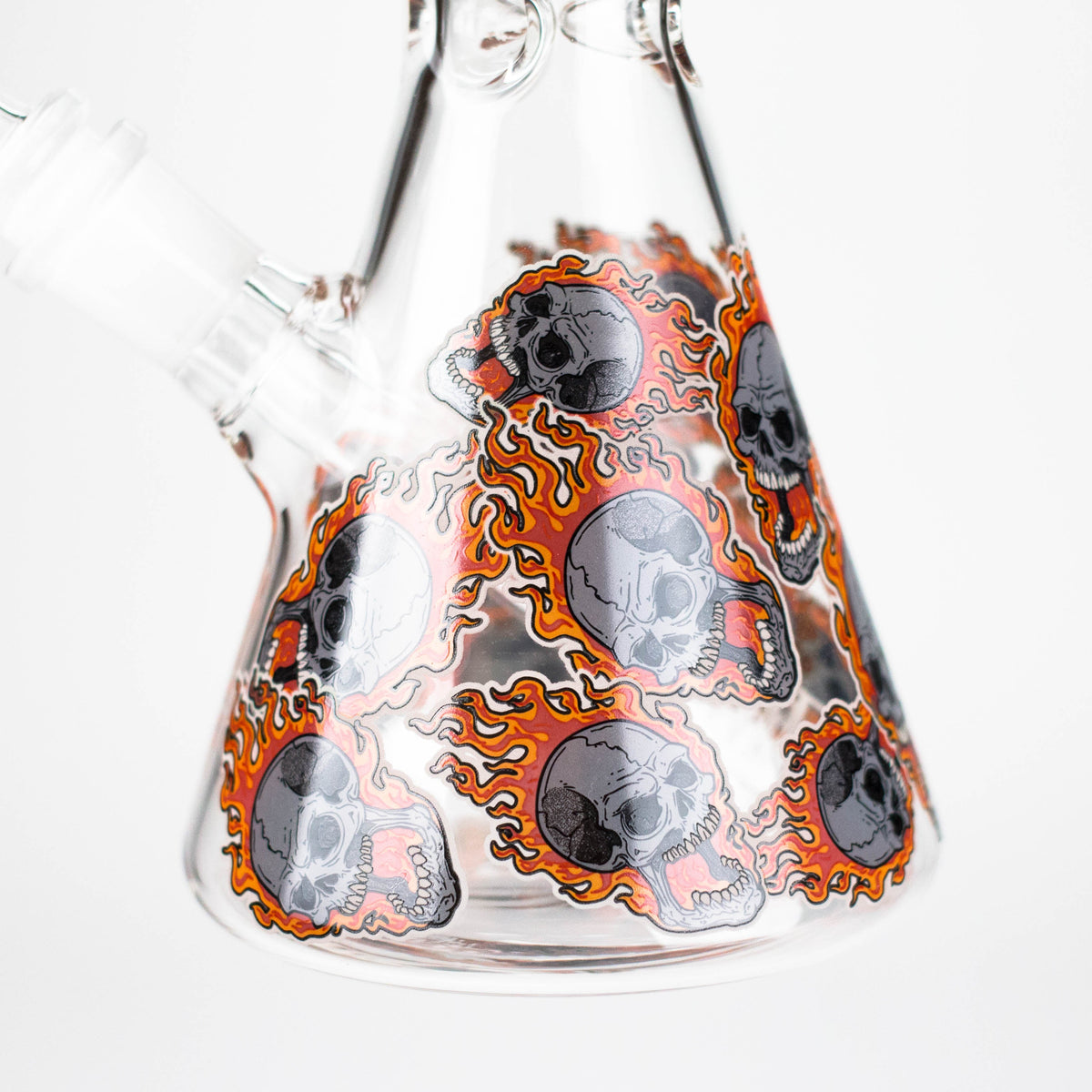 10" Furious Skull  Design Glass Beaker Bong-Glow in the dark