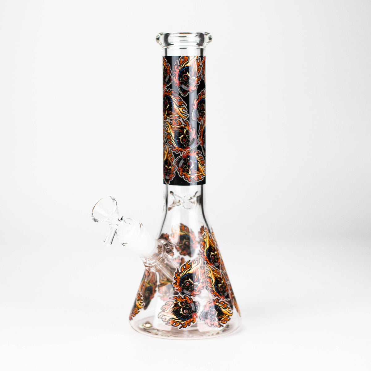 10" Furious Skull  Design Glass Beaker Bong-Glow in the dark