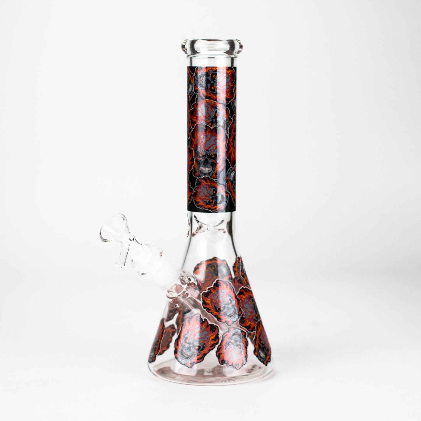 10" Furious Skull  Design Glass Beaker Bong-Glow in the dark