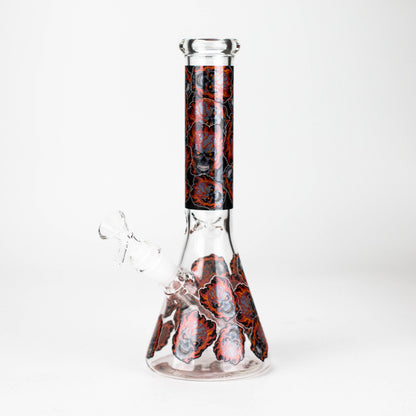10" Furious Skull  Design Glass Beaker Bong-Glow in the dark
