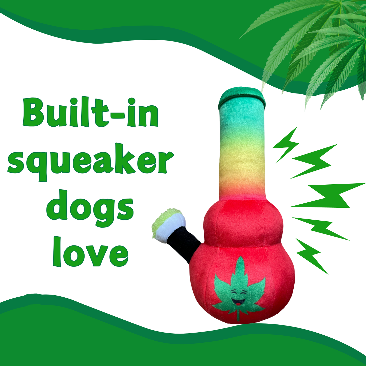 Bo da Bong - Parody Plush Rasta Color Squeaker Dog Toy - 9"