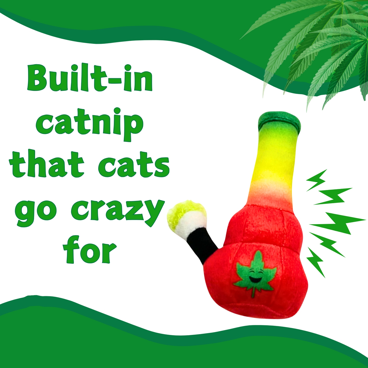 Lil Bo da Bong- Parody Plush Rasta Color Catnip Cat Toy - 5"