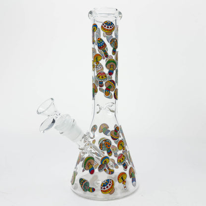 10" Cartoon Mushroom Design Glass Beaker Bong – Glow in the Dark