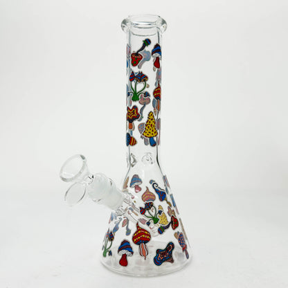 10" Cartoon Mushroom Design Glass Beaker Bong – Glow in the Dark