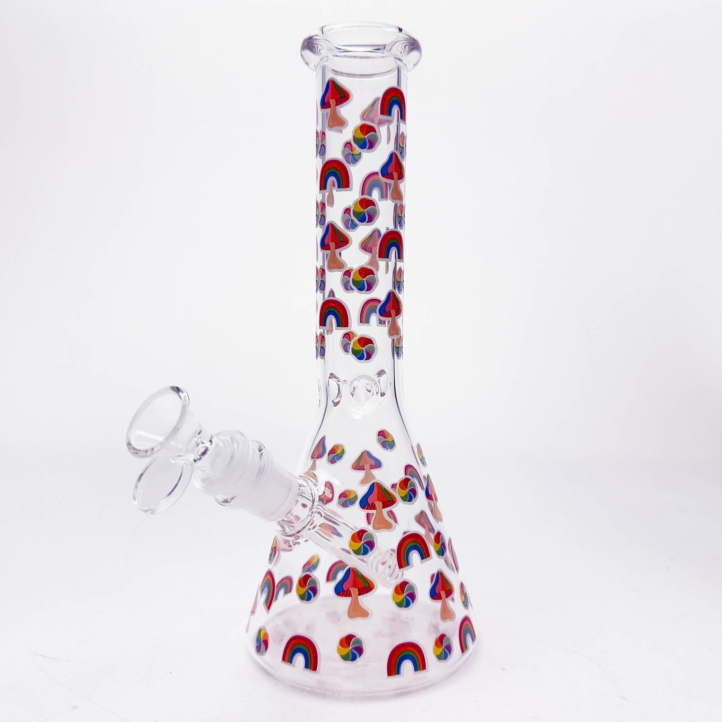 10" Cartoon Mushroom Design Glass Beaker Bong – Glow in the Dark