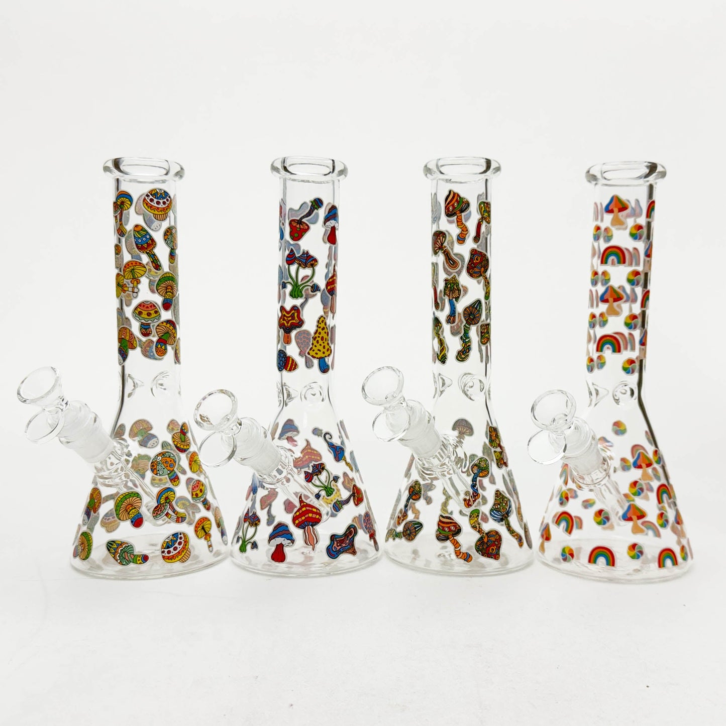 10" Cartoon Mushroom Design Glass Beaker Bong – Glow in the Dark