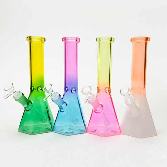 10" Two-Tone Color Glass Beaker Bong with Octagon Base