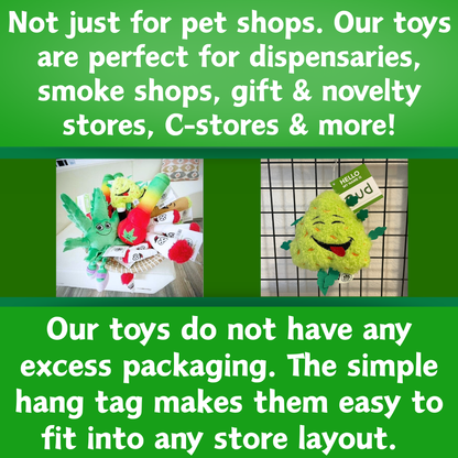 MJ the Marijuana Leaf - Squeaky Dog Toy - Shelf-Sitter Plushie - 13"