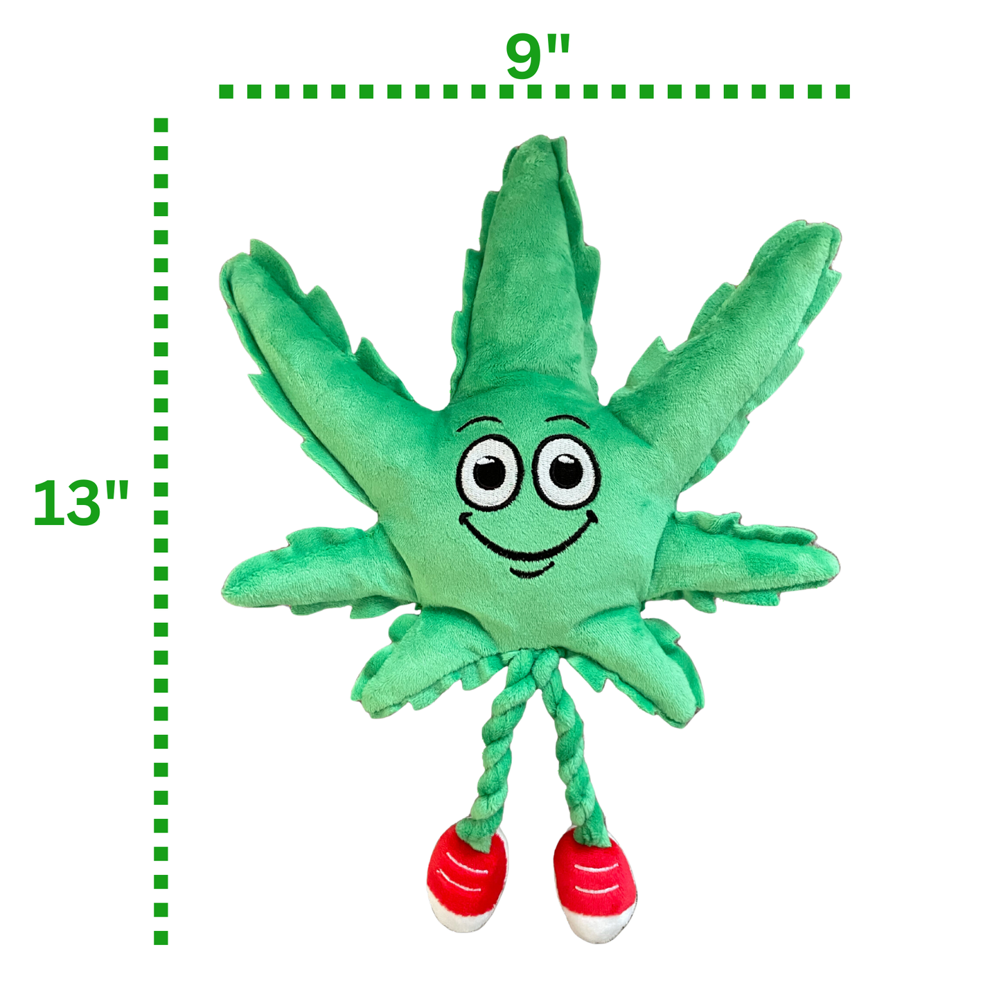 MJ the Marijuana Leaf - Squeaky Dog Toy - Shelf-Sitter Plushie - 13"