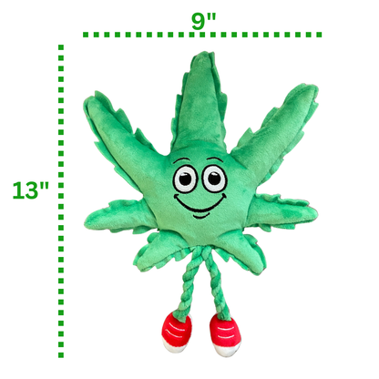 MJ the Marijuana Leaf - Squeaky Dog Toy - Shelf-Sitter Plushie - 13"