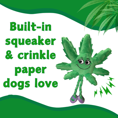 Mary Jane the Marijuana Leaf - Squeaky Dog Toy & Shelf-Sitter Plushie - 13"