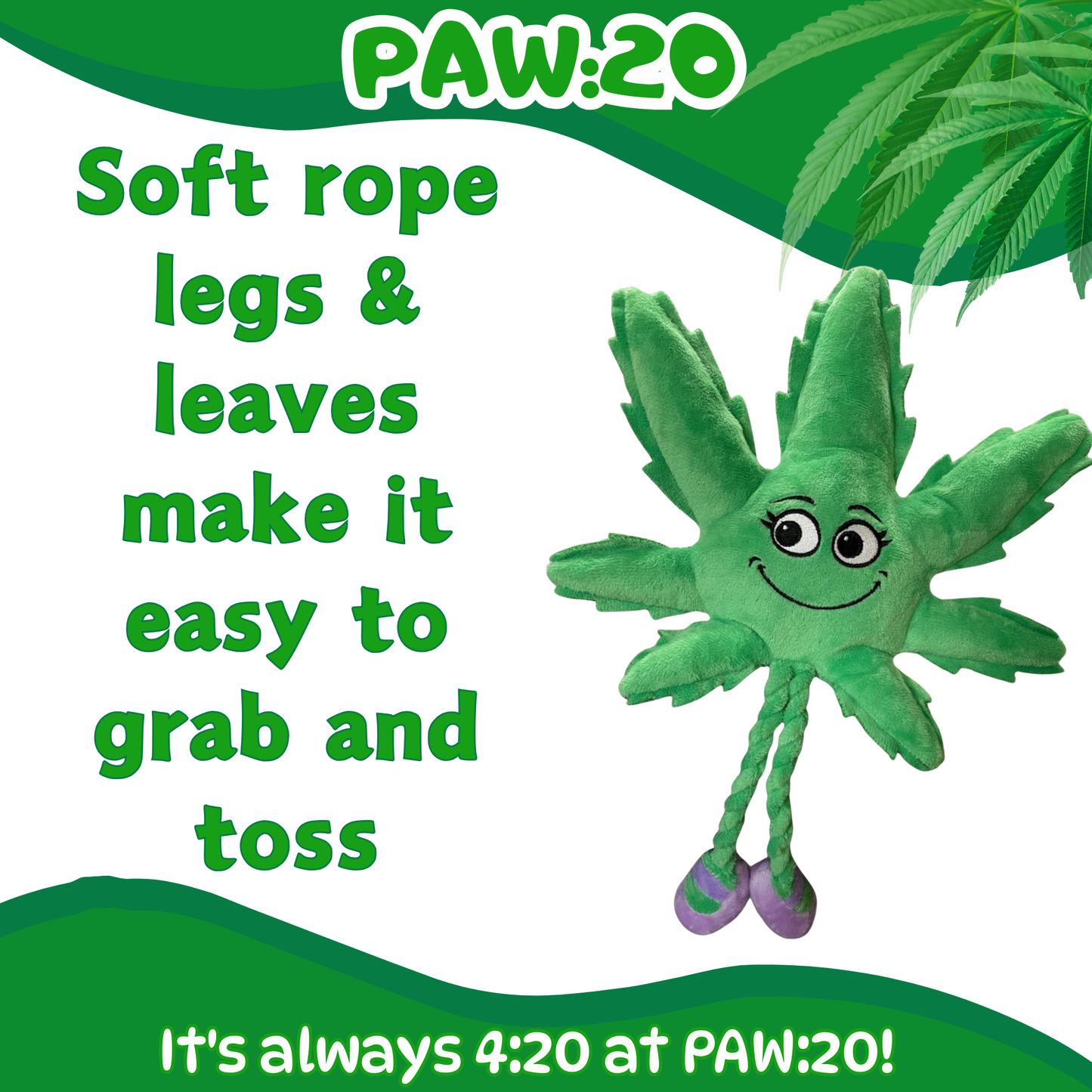 Mary Jane the Marijuana Leaf - Squeaky Dog Toy & Shelf-Sitter Plushie - 13"