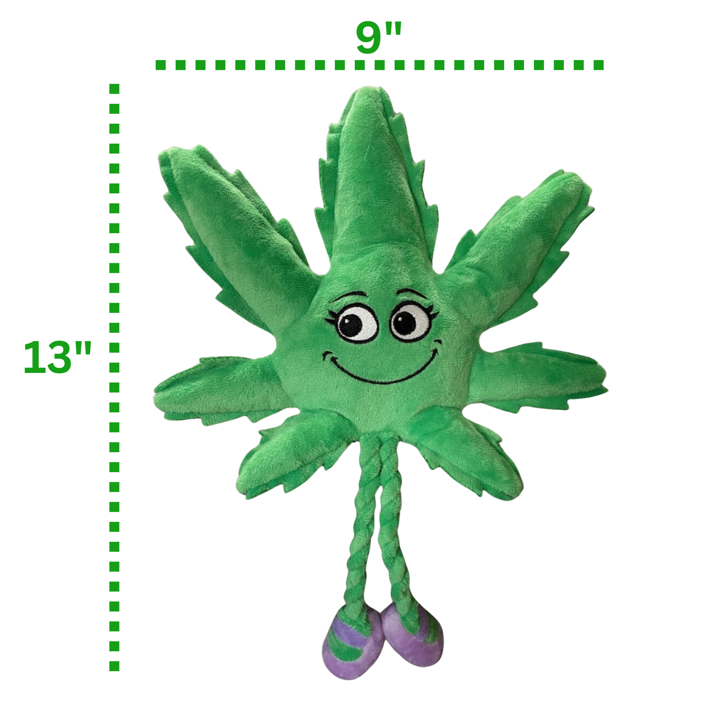 Mary Jane the Marijuana Leaf - Squeaky Dog Toy & Shelf-Sitter Plushie - 13"