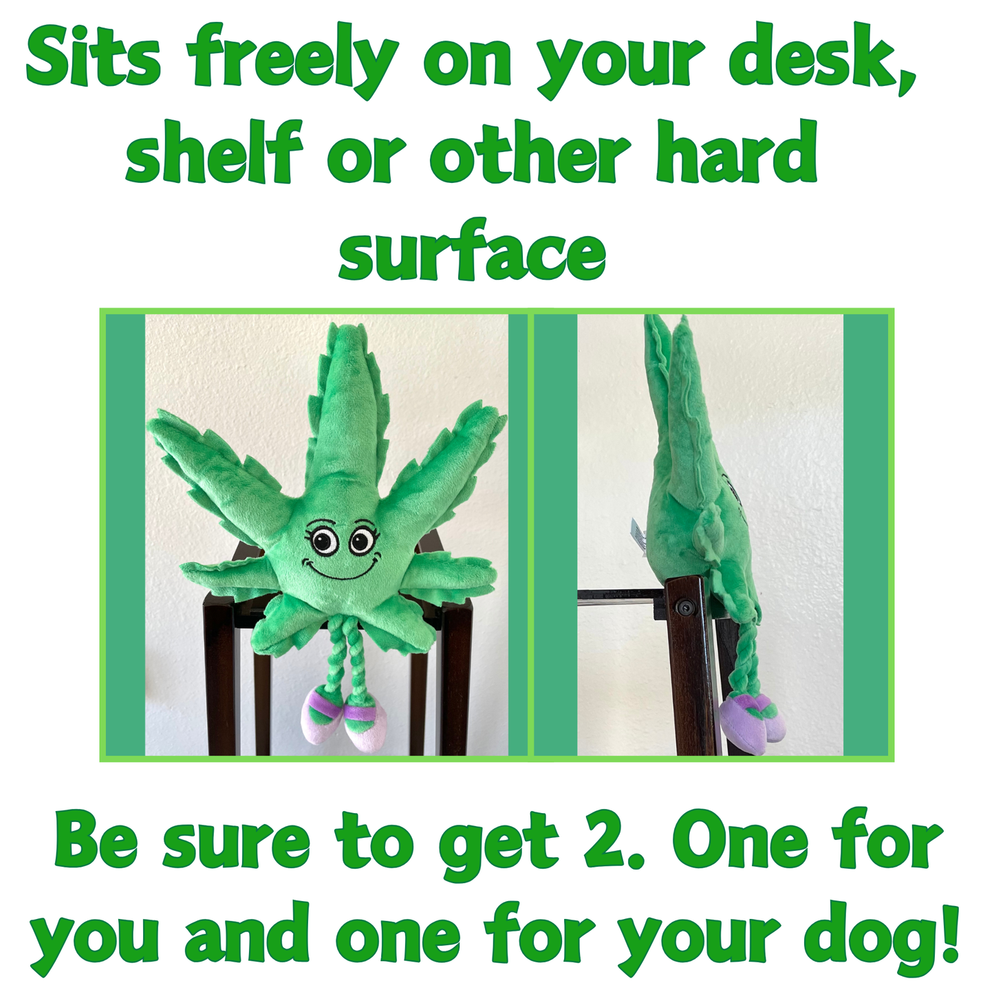 Mary Jane the Marijuana Leaf - Squeaky Dog Toy & Shelf-Sitter Plushie - 13"