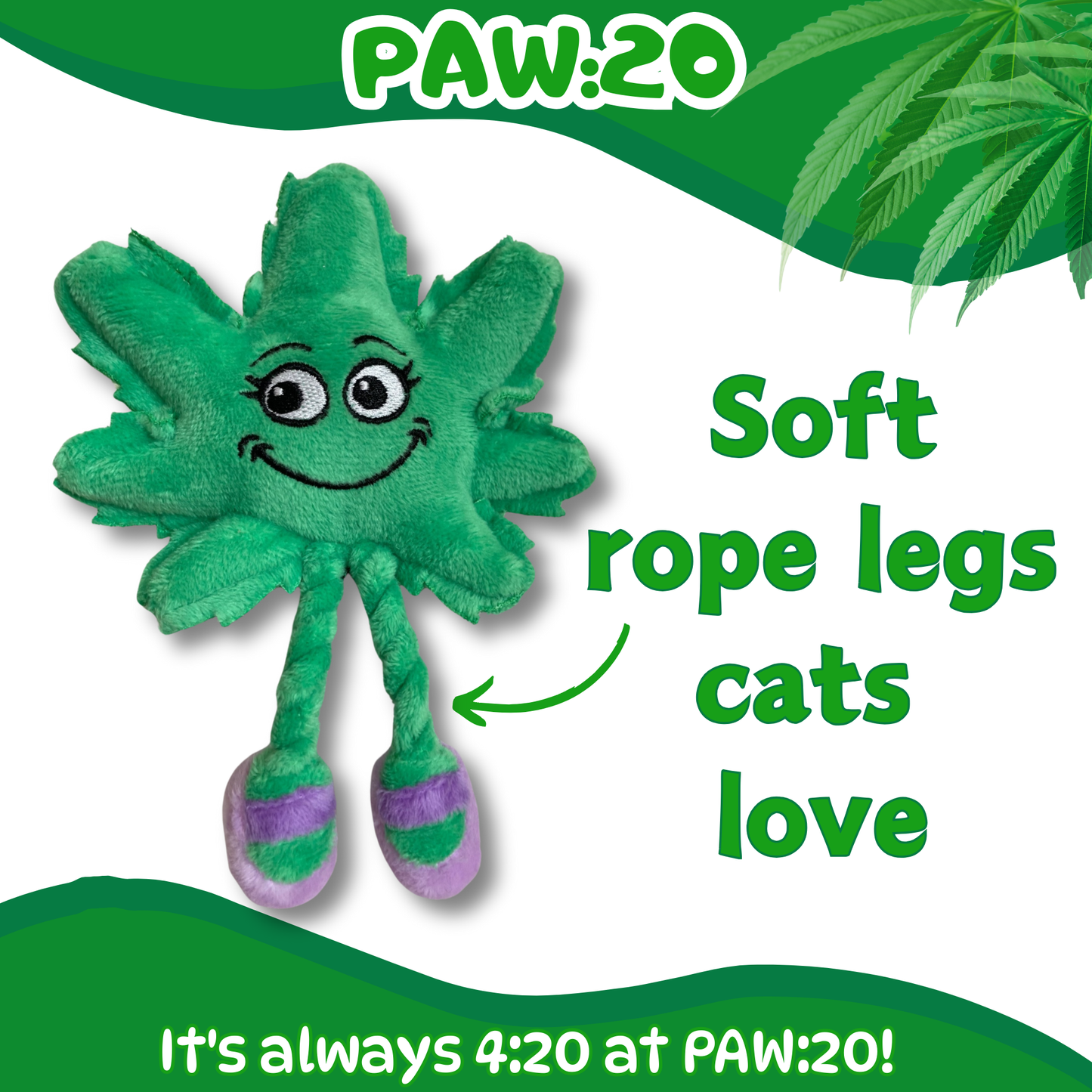 Lil' Mary Jane the Marijuana Leaf - Plush Catnip Cat Toy - 6"