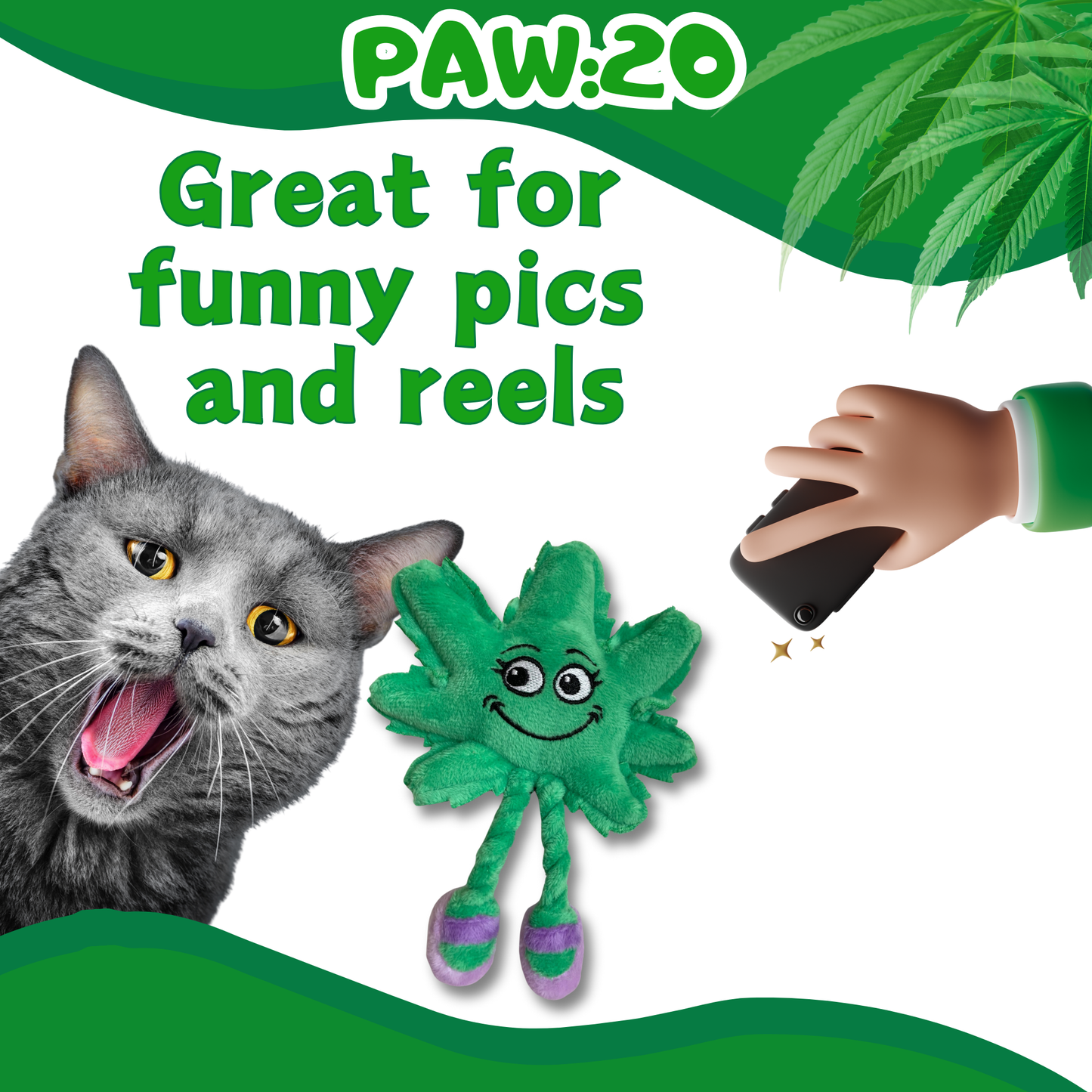 Lil' Mary Jane the Marijuana Leaf - Plush Catnip Cat Toy - 6"