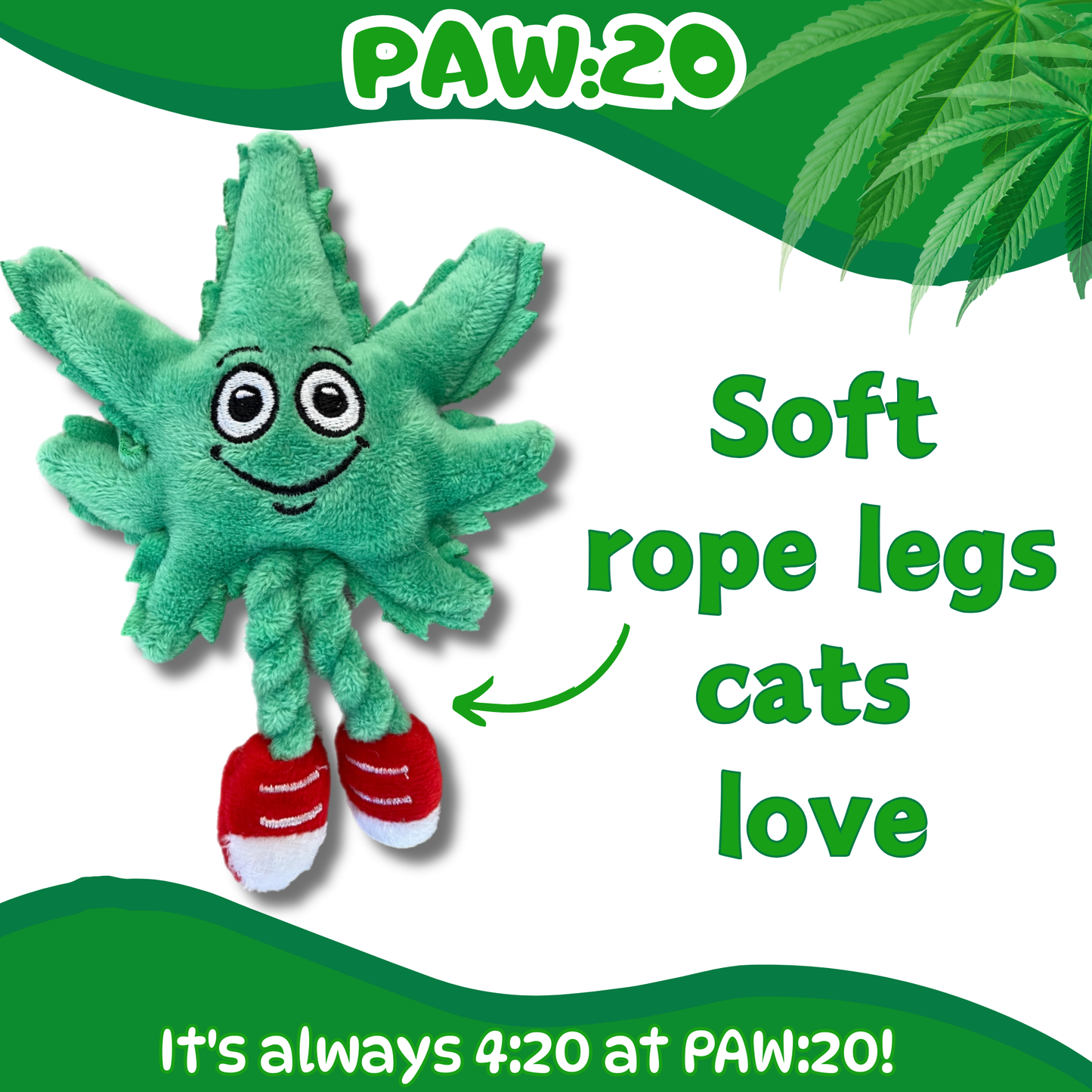 Lil' MJ the Marijuana Leaf - Plush Catnip Cat Toy - 6"