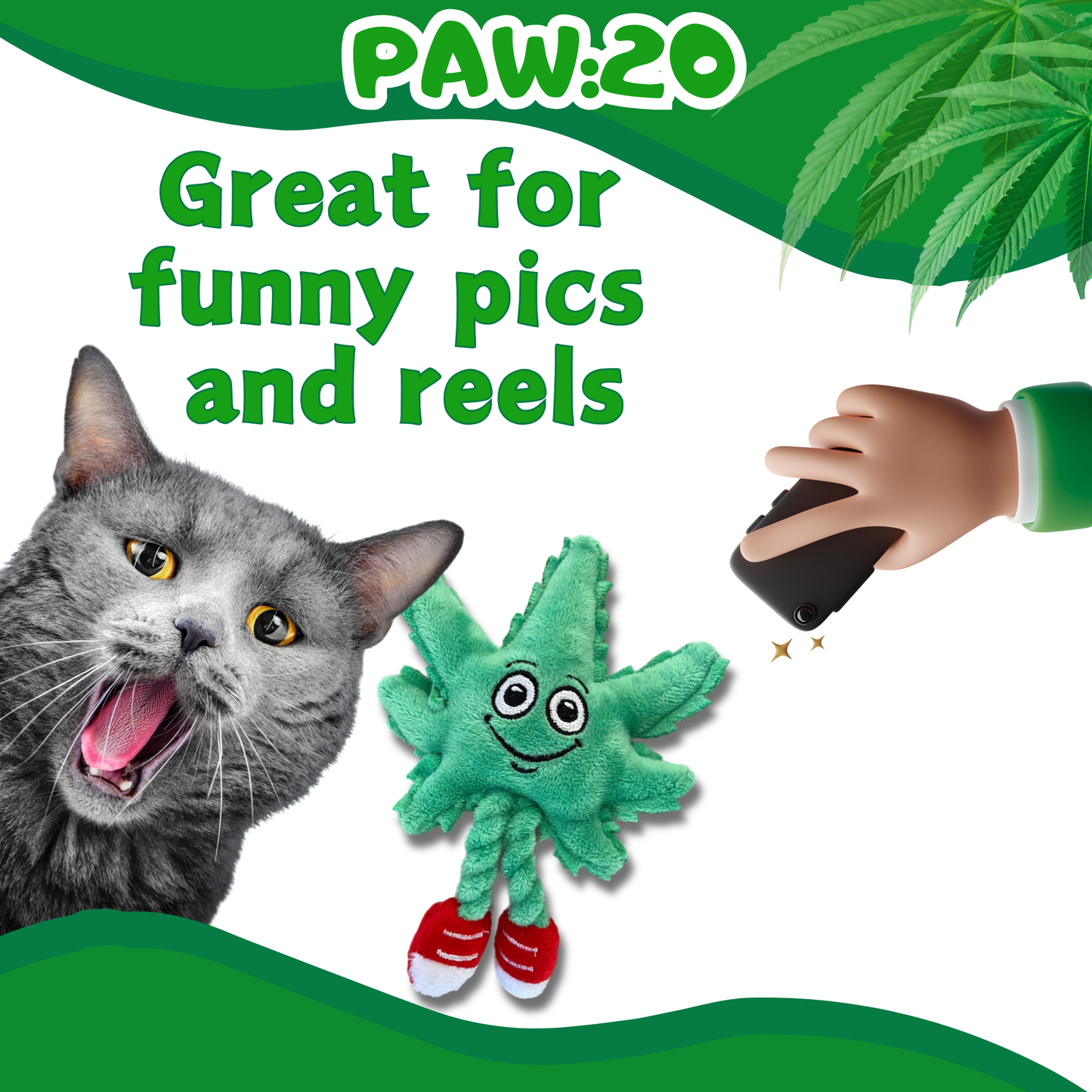 Lil' MJ the Marijuana Leaf - Plush Catnip Cat Toy - 6"