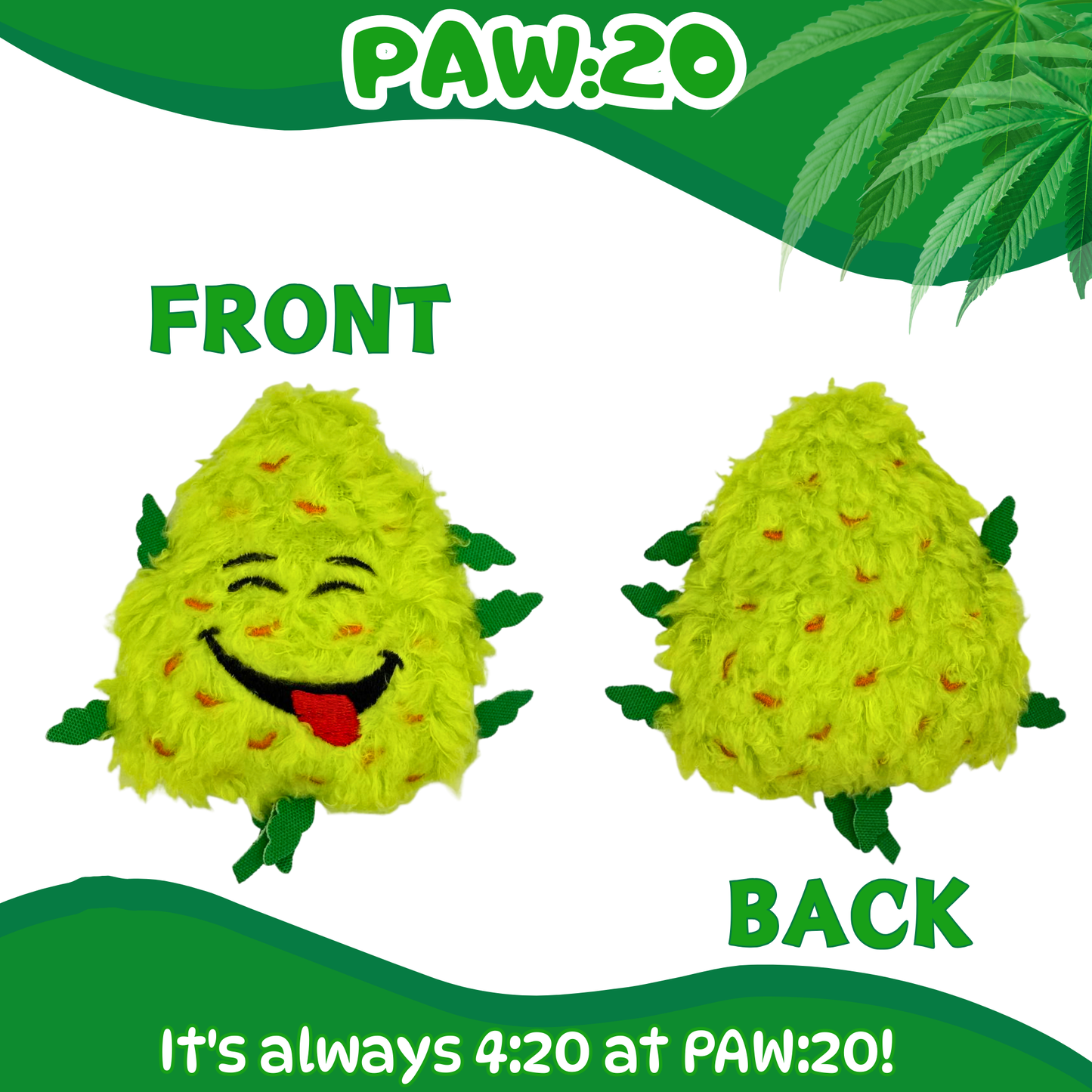 Bud Jr. the Weed Nug - Plush Catnip Cat Toy - 3"