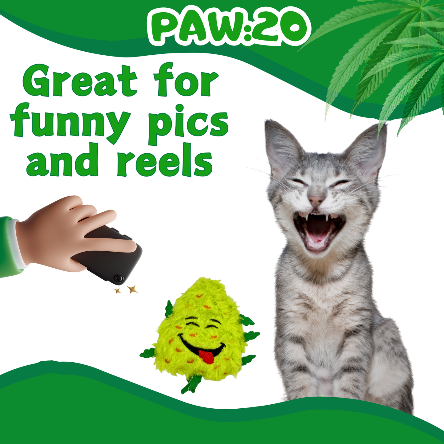 Bud Jr. the Weed Nug - Plush Catnip Cat Toy - 3"