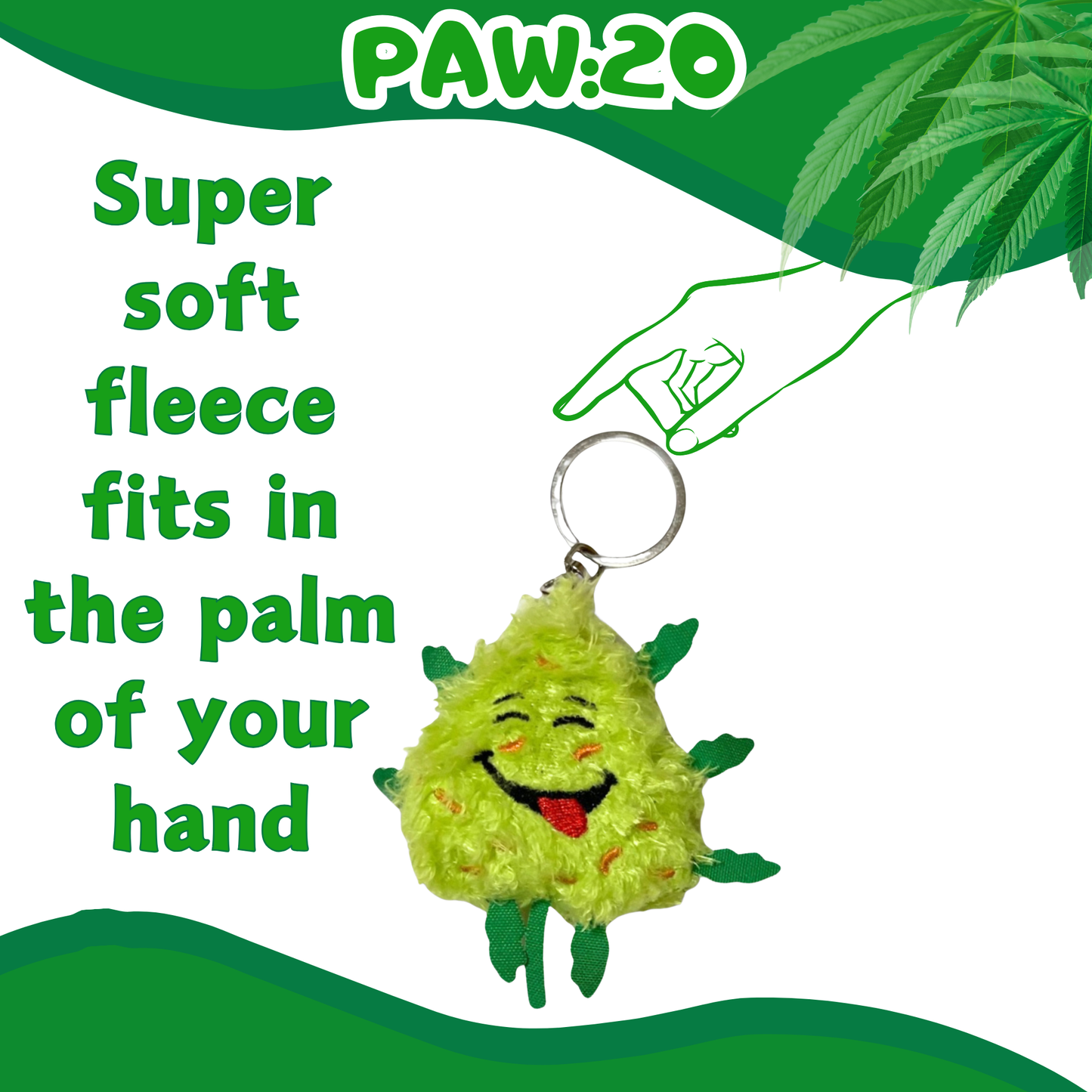 Bud the Weed Nug Keychain - Stuffed Parody Pot Nug - 2"