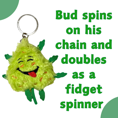 Bud the Weed Nug Keychain - Stuffed Parody Pot Nug - 2"