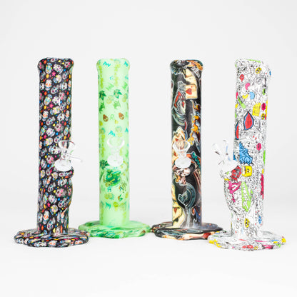 HIT | Art Silicone 10" Tube Water pipe with Glass bowl [HIT313]-Assorted designs