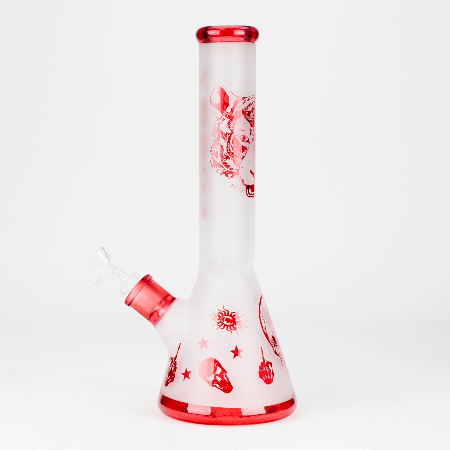 FOGGX | 14" Sandblasted Frosted Small Skull Beaker Glass Water Pipe – 7mm Thick [FT1649ATS]