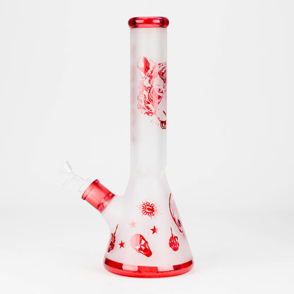 FOGGX | 14" Sandblasted Frosted Small Skull Beaker Glass Water Pipe – 7mm Thick [FT1649ATS]
