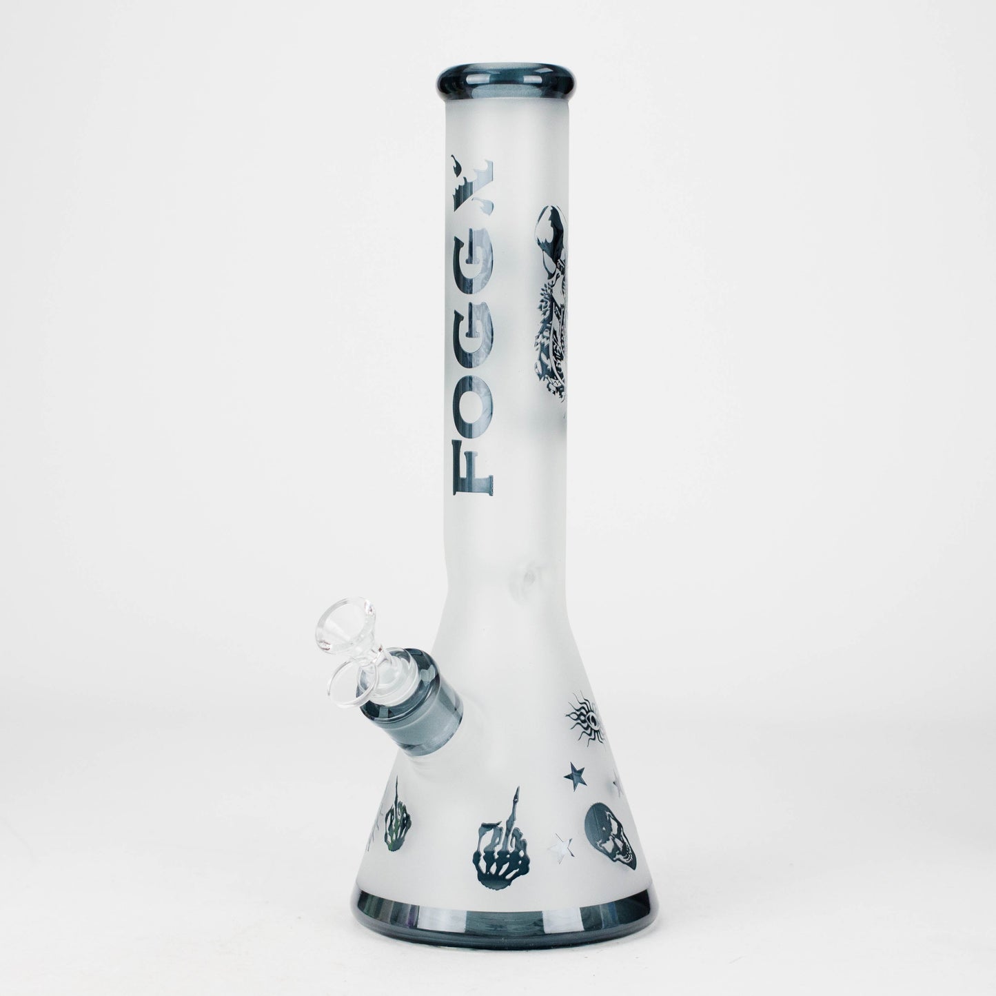 FOGGX | 14" Sandblasted Frosted Small Skull Beaker Glass Water Pipe – 7mm Thick [FT1649ATS]