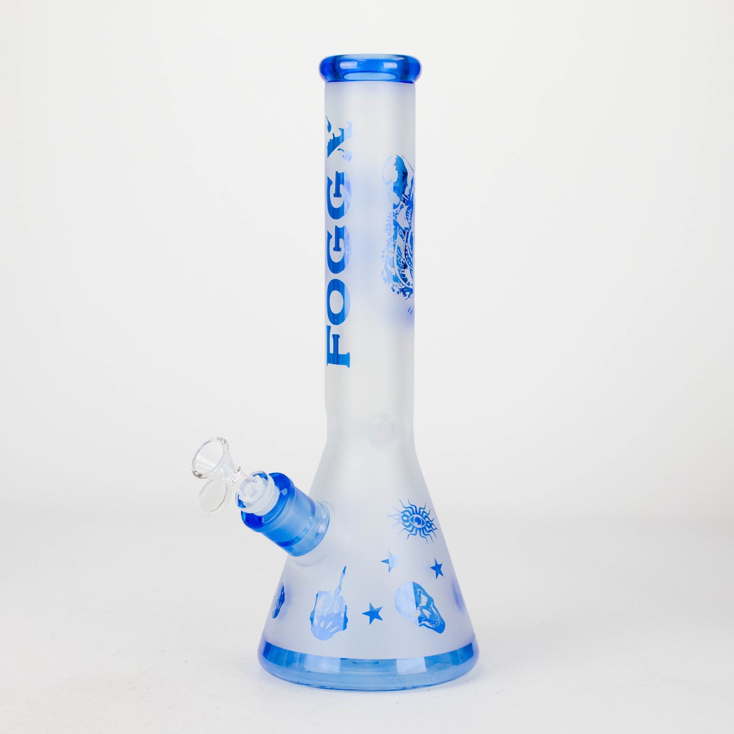 FOGGX | 14" Sandblasted Frosted Small Skull Beaker Glass Water Pipe – 7mm Thick [FT1649ATS]