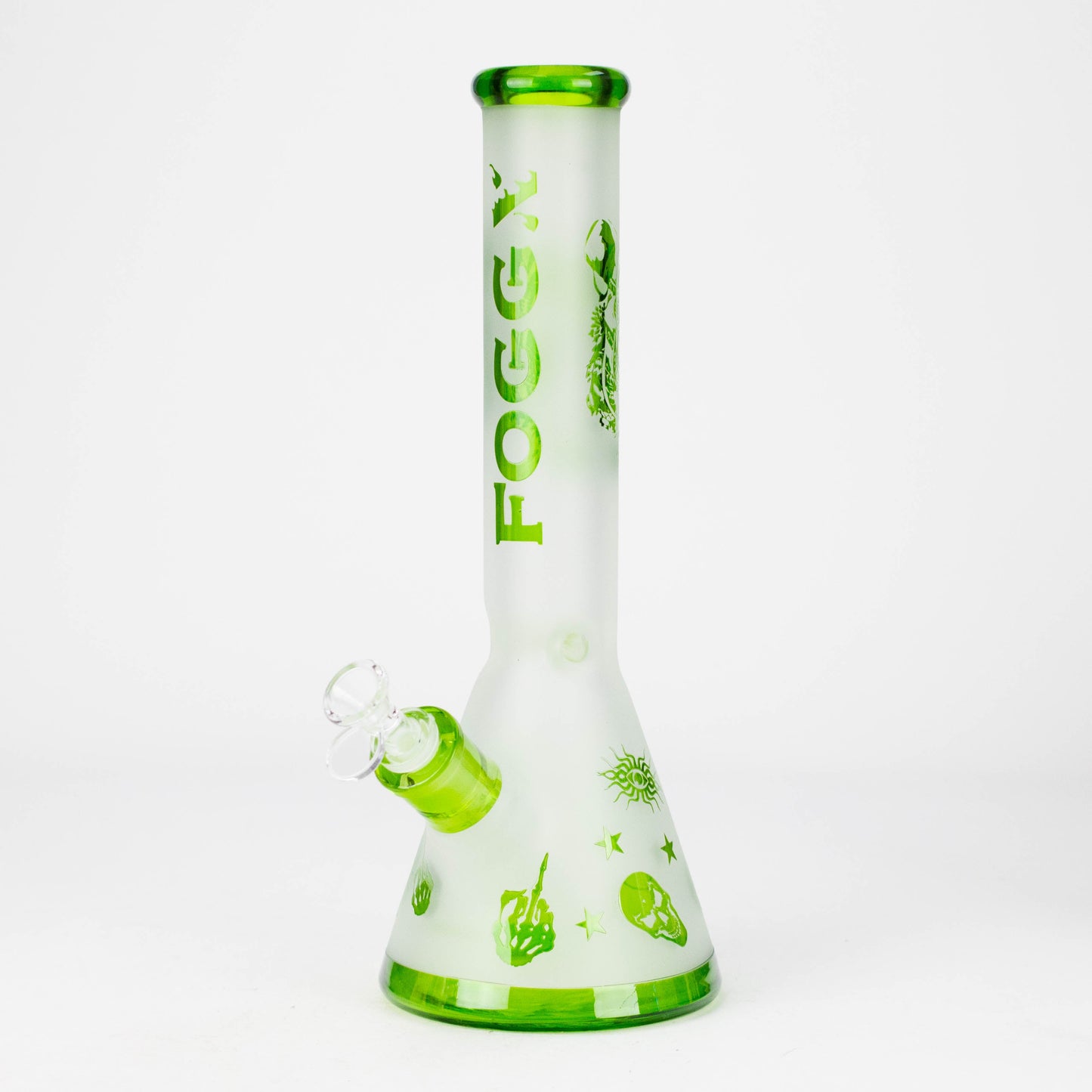 FOGGX | 14" Sandblasted Frosted Small Skull Beaker Glass Water Pipe – 7mm Thick [FT1649ATS]