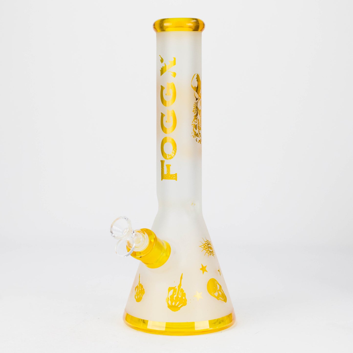 FOGGX | 14" Sandblasted Frosted Small Skull Beaker Glass Water Pipe – 7mm Thick [FT1649ATS]