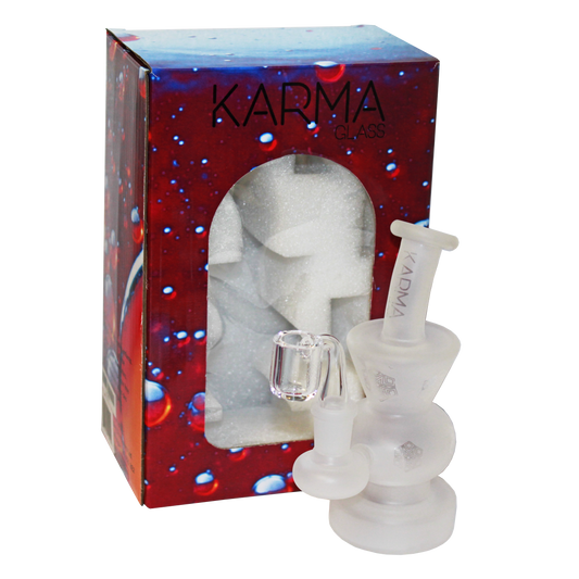 Karma | 6" Sandblasted Hourglass Glass Dab Rig