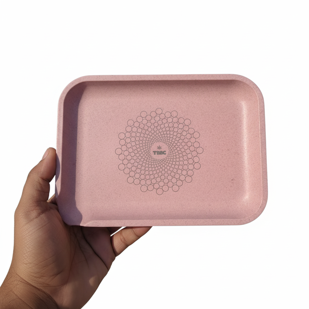 TBBC | Rose Bliss Eco Rolling Tray – Biodegradable Pulp, Sustainable & Stylish